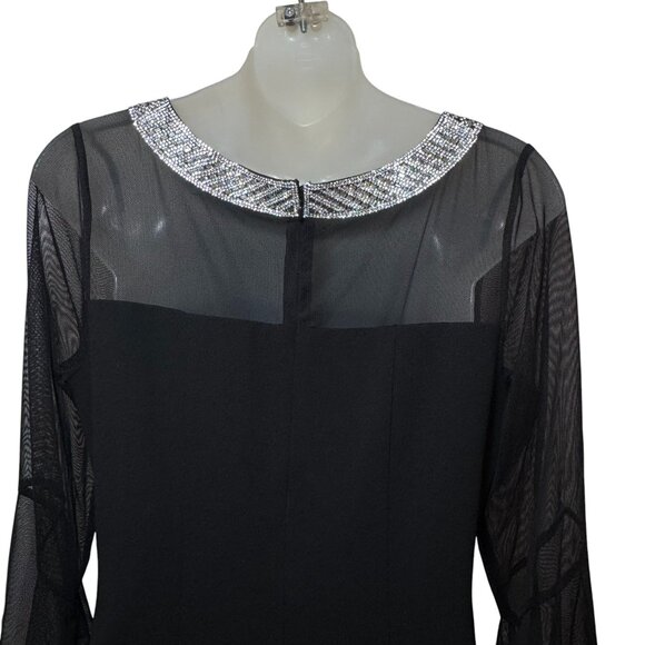 $199 Alex Evenings Embellished Illusion Sheath Dress, BLACK size 8 New - Picture 7 of 8